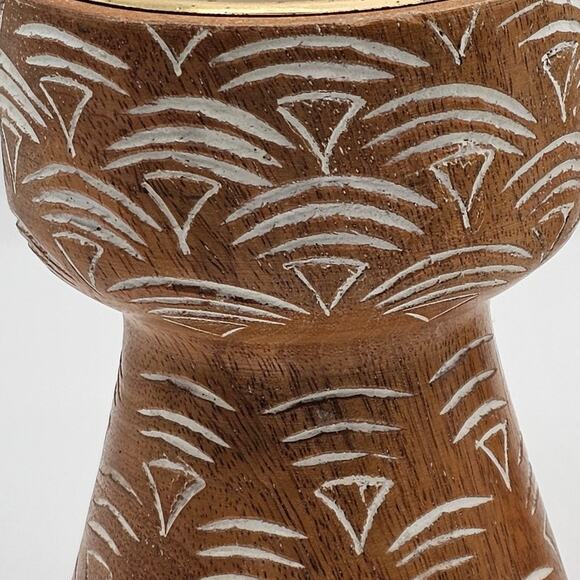 Vintage Opalhouse Bohemian Wood Pillar Candle Holders - Boho Home Decor Accents - Picture 2 of 8